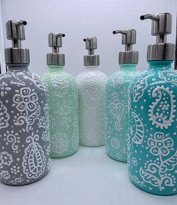 Free Shipping Glass Soap Bottles With Pump Dispenser; Hand Painted  Stainless Steel Pumps For Liquid Soap; - Yahoo Shopping