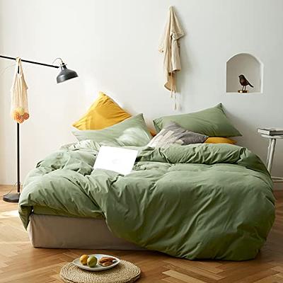 AMWAN Avocado Green Duvet Cover Jersey Knit Cotton Bedding Set