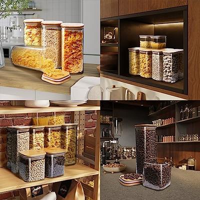 Stackable Glass Jars with Bamboo Tray, Glass Food Storage Containers with Bamboo  Lids, Glass Jars for Pantry Food Storage, Glass Canisters with airtight lids,  Glass Pantry Container Set with 
