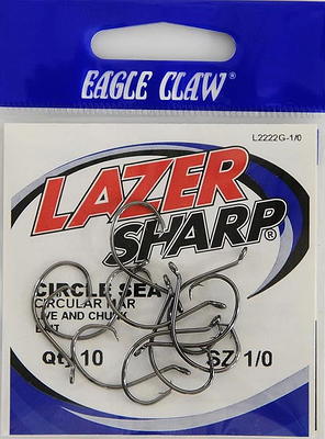 Eagle Claw Lazer Sharp Circle Offset Hook, Sea Guard Red, 1/0 (L8197GH-2/0)