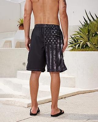 Mens Swim Trunks for Men, Vintage American Flag Mens Board Shorts