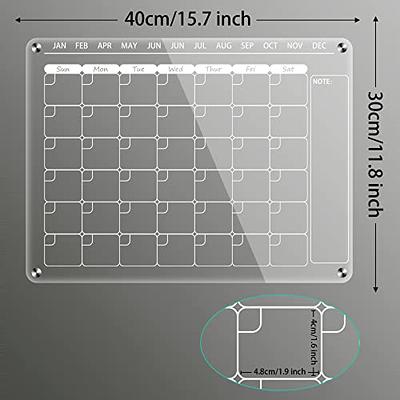 Magnetic Dry Erase Calendar Board Clear Acrylic Calendar WhiteBoard 16x12  for Fridge with 4 Color Markers