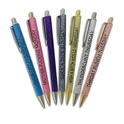 HLPHA Hlpha 10Pcs Funny Pens Swear Word Daily Pen Set Dirty Cuss Word Pens  For Each Day Of The Week Weekday Vibes Glitter Pen Set