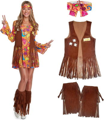 7pcs Women 60s 70s Hippie Costume Outfits Hippy Clothes Disco