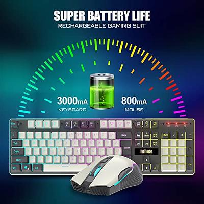 Wireless Gaming Keyboard and Mouse, Rechargeable, Rainbow Backlit