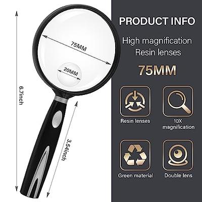 Insten Magnifying Glass 3 inches Ideal Size for Reading, 5X Handheld  Magnifier Loupe for Seniors & Kids