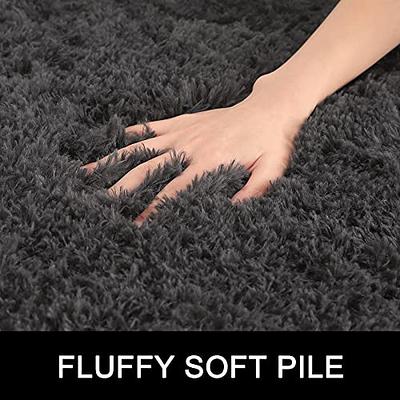 Soft Plush Faux Fur Area Rug 4x6 Feet, Luxury Modern Rugs Rectangular Fuzzy  Carpet for Bedroom, Living room, Kids Room, Black 