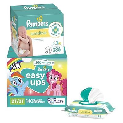 Pampers Easy Ups Pull On Training Pants My Little Pony, 2T-3T, One Month  Supply (140 Count) with Sensitive Water Based Baby Wipes 6X Pop-Top Packs  (336 Count) - Yahoo Shopping