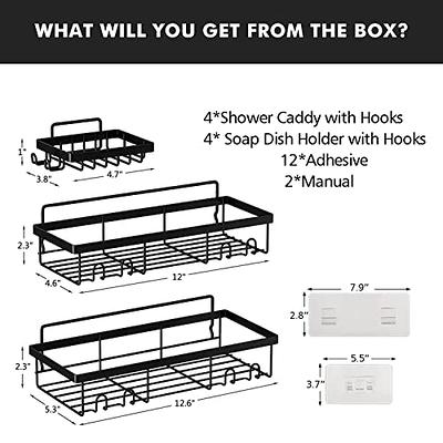 Posyla Shower Caddies Adhesive , 4 PCS, 2 Shower Caddy Adhessives & 2 Soap  Rack 