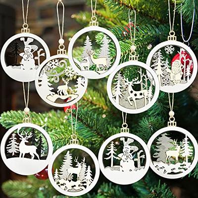 24Pcs Wooden Snowflakes Ornaments 4'' Christmas Tree Hanging Decorations  Rustic