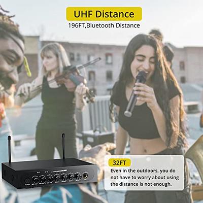 Wireless Microphone UHF Dynamic Handheld Mics Wireless Reverb Karaoke  Microphones System Set with Rechargeable Receiver 164 ft Range for Wedding  Party