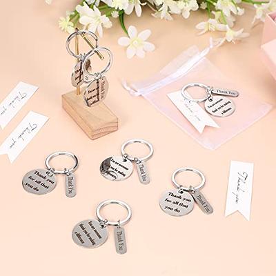 Yinkin 72 Pcs Employee Appreciation Gift Bulk for Coworker Thank You Gifts Keychains with Organza Bags Thank You Cards Gift for Men