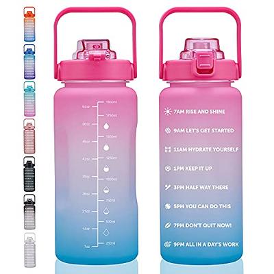 Enerbone 32 oz Water Bottle with Times to Drink and Straw, Motivational Drinking Water Bottles with Carrying Strap, Leakproof BPA & Toxic Free, Ensure