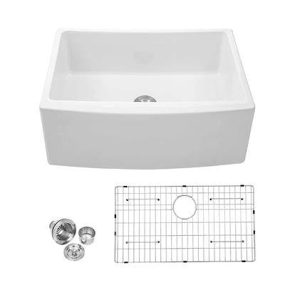 TOBILI White Ceramic 33 in. Single Bowl Farmhouse Apron front