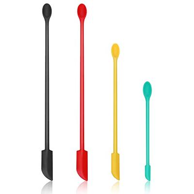 Mini Silicone Spatula Set, Small Rubber Spatula for Makeup, Thin Jar Scraper  for Kitchen(4 PACK) 