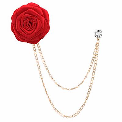 Big Flower Camellia Brooch Pins Badge Pearl Chain Tassel Women