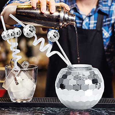 12pcs Mirror Disco Ball Straws Silver 70s Decorative Straws Mini Disco Straw  Decor Disco Party Decorations for Wedding Birthday