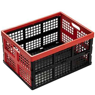 Eslite 34L Large Plastic Folding Storage Crates,Collapsible Crates for  Storage,Pack of 3 (Black+Red) - Yahoo Shopping