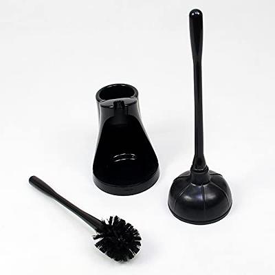 Dyiom Toilet Plunger and Bowl Brush Combo for Bathroom Cleaning, Black, 1-Set, Toilet Brush and Holder