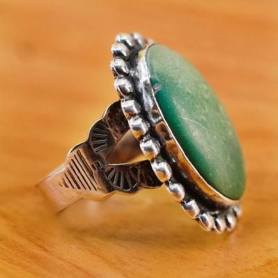 Size 7, Vintage Sterling 925 Silver Handmade Ring With Turquoise