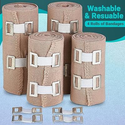  D&H Medical Elastic Bandage Wrap – 4 Pack Premium Compression  Bandage Rolls + 4 Extra Clips