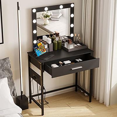 Irontar Makeup Vanity Table with Charging Station and USB Ports & Power  Outlets, Bedroom Vanity Desk with Lights and Mirror for Girls, Women, Makeup  Table with Drawer, Black WDT001HE - Yahoo Shopping