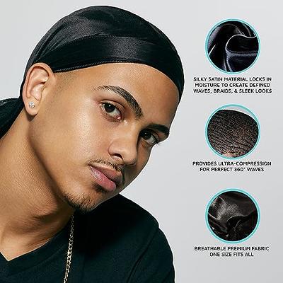 KISS Colors & Care Power Wave Satin Durag, Black, Unisex 