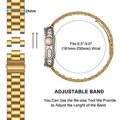 Wolait Compatible with Apple Watch Ultra 2 Band 49mm 45mm 44mm  42mm,Stainless Steel Heavy Band with Butterfly Folding Clasp Link Bracelet  for iWatch