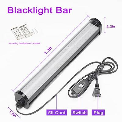 LED Black Light Bar, 25W 1.3ft Upgraded UV LED Blacklight with 5ft Cord,  Switch, and Plug, Glow in The Dark Party Supplies for Halloween, Birthday