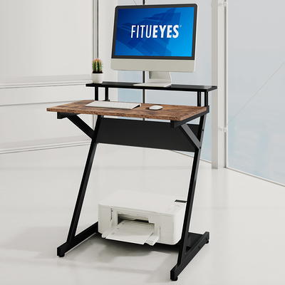 Fitueyes Computer Desk for Small Spaces, Study Writing Desk with Monitor for Corner, Black