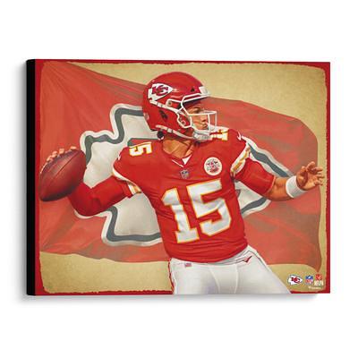 Patrick Mahomes Kansas City Chiefs Stretched 20 x 24 Canvas Giclee Print  - Designed and Signed by Artist Brian Konnick - Limited Edition of 25