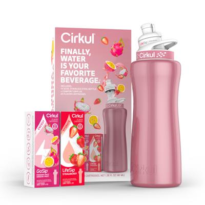 NEW PINK CIRKUL 22oz Stainless-Steel Bottle & Comfort Grip Lid