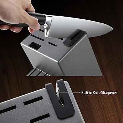 Knife Sets, Golden Titanium Stainless Steel Kitchen Knife Block Sets With  Built-in Sharpener 