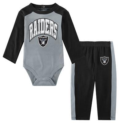 Newborn & Infant Black/Gray Las Vegas Raiders Eat Sleep Drool Football Three-Piece Bodysuit Set