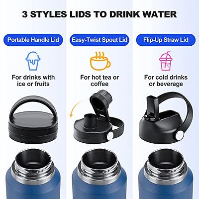 JoyJolt Triple Insulated Water Bottle with Straw Lid AND Flip Lid! 32oz  Large Water Bottle, 12 Hour Hot/Cold Vacuum Insulated Stainless Steel  Bottle.