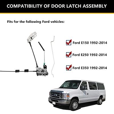 Door Latch Assembly w/Cable&Rod for Ford E150 E250 E350 Van 1992