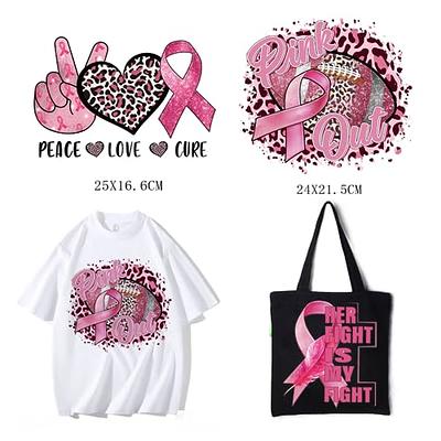 Iron on Decals Large Pink Ribbon Breast Cancer Awareness Iron on