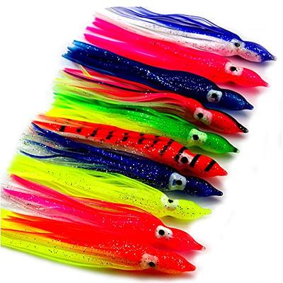 6PCS Fishing Lures Squid Octopus Minnow Jig Rubber Skirt Bass Bait