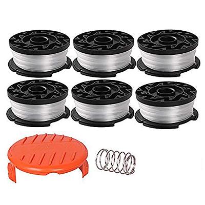 THTEN AF-100 String Trimmer Spool Replacement for Black and Decker 30ft  0.065 Refills Line Auto Feed Single Weed Eater,GH600 GH900 Edger with RC- 100-P Spool Cap Covers (6 Spools, 1 Cap,1 Spring) 