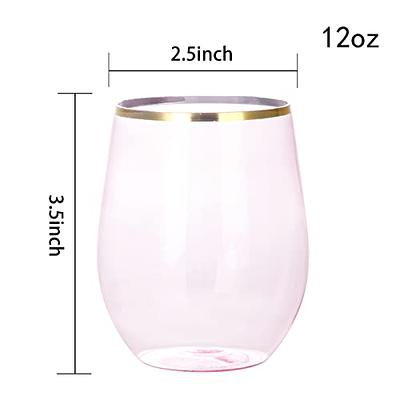 SUT 24 Disposable Stemless Wine Glasses 12OZ Plastic Party Wine