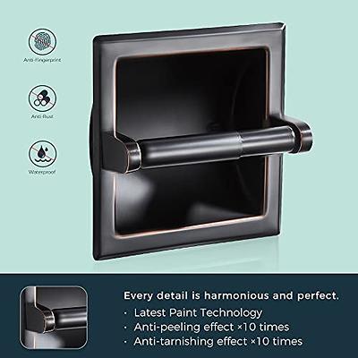 FORIOUS Matte Black Recessed Spring-Loaded Toilet Paper Holder | LL0204B