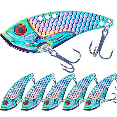  JSHANMEI Fishing Lures Spoons Hard Bait Jigs Metal Fishing Lure  Spinnerbait with Treble Hooks Fishing Tackle Box for Salmon Bass Trout 5g  10pcs : Sports & Outdoors