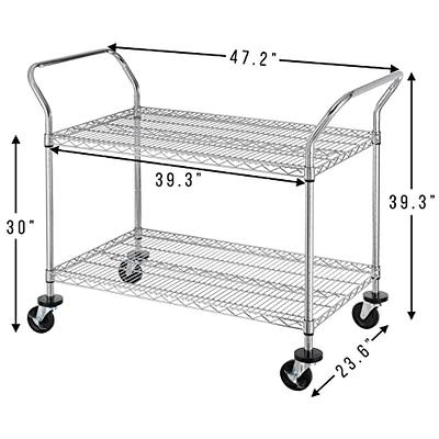 Anryagf Utility Carts with Wheels Rolling Cart Food Service Cart Commercial Office Warehouse Heavy Duty Cart 500 lbs Capacity Lockable Wheels Rubber H