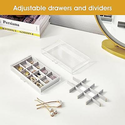 ProCase Set of 4 Stackable Jewelry Organizer Trays for Drawers, Jewelry Drawer Inserts Container Display Case Storage for Earring Necklace Rings