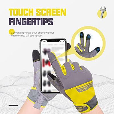 Handlandy Work Gloves Men & Women Utility Mechanic Working Gloves Touch Screen Flexible Breathable Yard Work Gloves (Medium Grey)