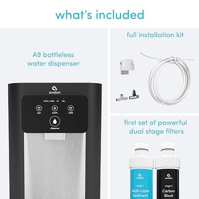 Avalon Countertop Bottleless Water Cooler- Hot & Cold Water, NSF Certified Filter-Black