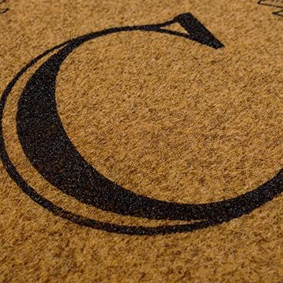 A1 Home Collections A1hc Welcome Flock Black/Beige 24 in x 39 in Natural Coir Thin-Profile Non-Slip Outdoor Durable Doormat