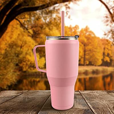 Reduce Vacuum Insulated Stainless Steel Cold1 Tumbler with Handle, Lid, and Straw, Champagne, 24 oz.