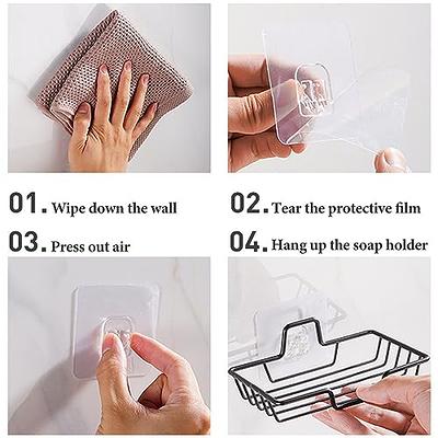 JOMOLA 2Pcs Adhesive Soap Dish for Bathroom Bar Soap Holder for Shower Wall  Double Layer Soap Saver with Drain Plastic Soap Tray for Kitchen Sink