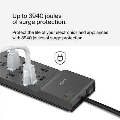 Belkin 12-Outlet Surge Protector Power Strip w/ 12 AC Outlets & 8ft Flat  Plug, UL-listed Heavy-Duty Extension Cord for Home, Office, Travel, Computer,  Laptop, Charger - 3,940 Joules of Protection - Yahoo Shopping